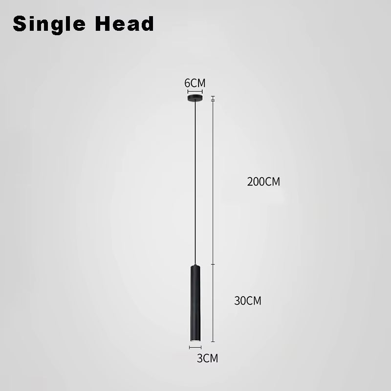 Modern Nordic Led Pendant Lamp Double Head Pendant Light Dining Room 2M Hanging Lamp Pipe Decora Cylinder Pipe Line Chandelier