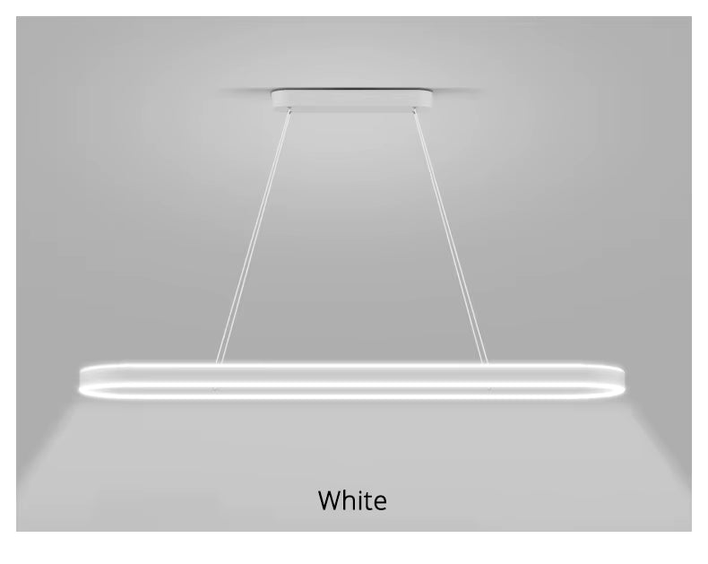 Modern LED Chandelier Long White – Minimalist Indoor Ceiling Light for Living Room, Dining Room, Bedroom & Hall Décor