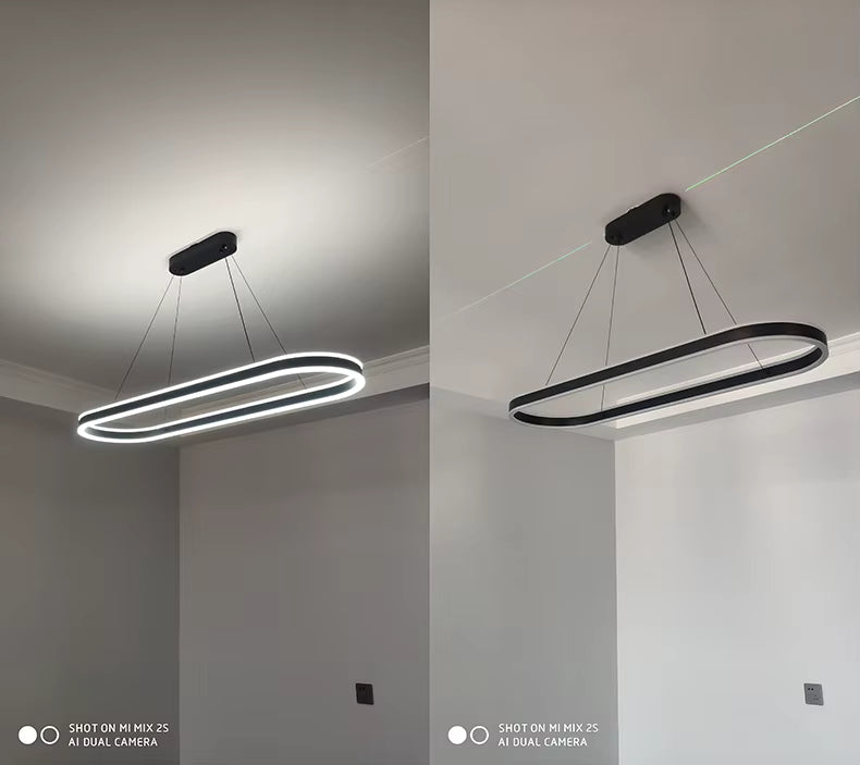 Modern LED Chandelier Long White – Minimalist Indoor Ceiling Light for Living Room, Dining Room, Bedroom & Hall Décor