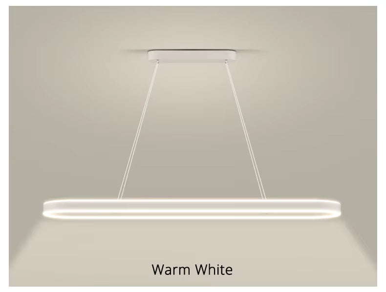 Modern LED Chandelier Long White – Minimalist Indoor Ceiling Light for Living Room, Dining Room, Bedroom & Hall Décor