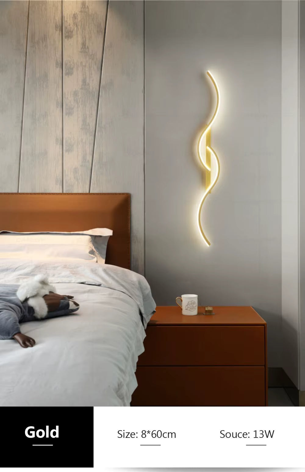 Modern LED Wall Sconce Minimalist – Long Strip Bedside Wall Lamp for Bedroom, Living Room & Indoor Home Lighting